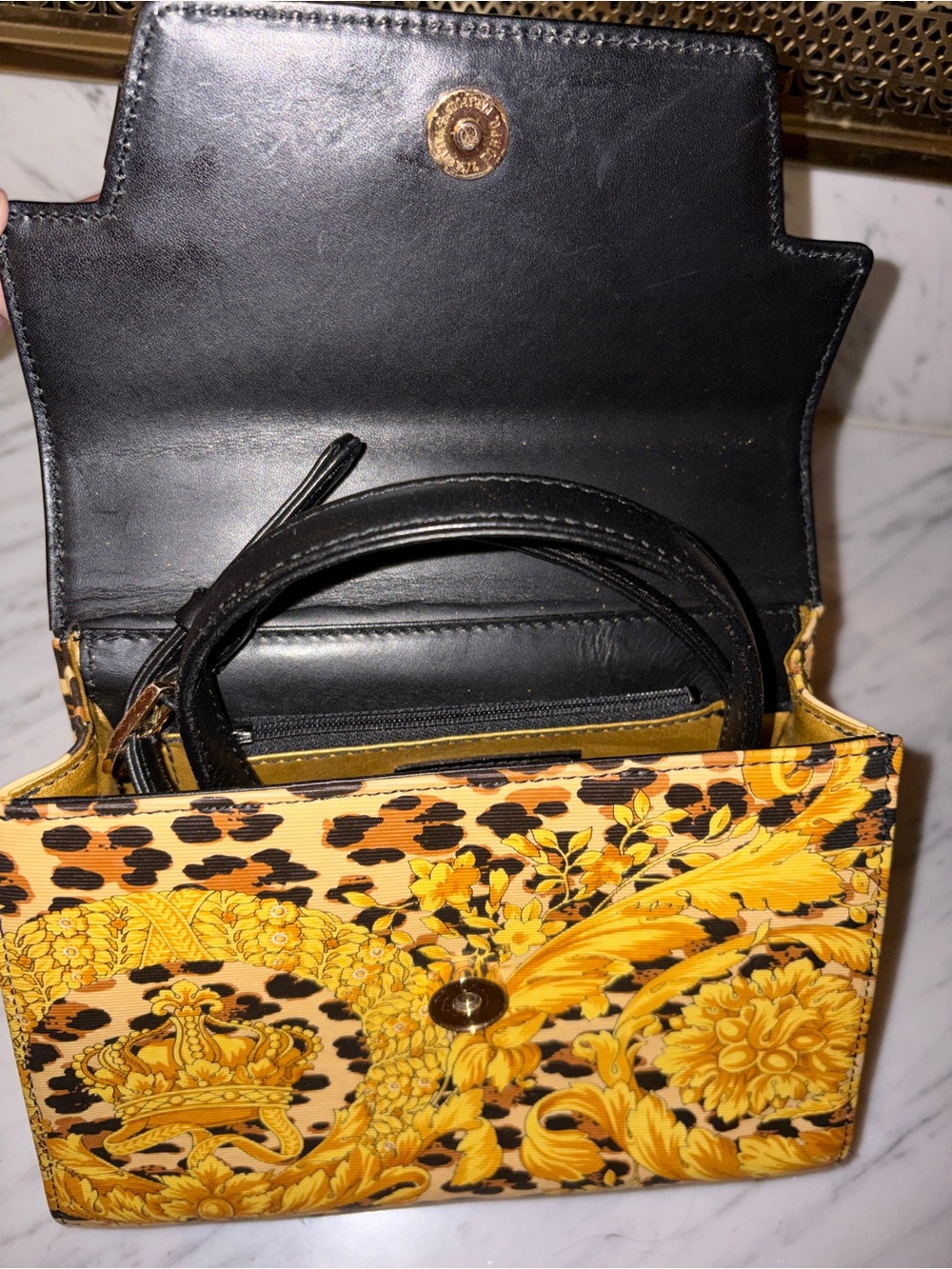 Versace Baroque Kelly Top Handle Flap 2way Crossbody Bag 1VER822K and Wallet Set - Picture 3 of 16